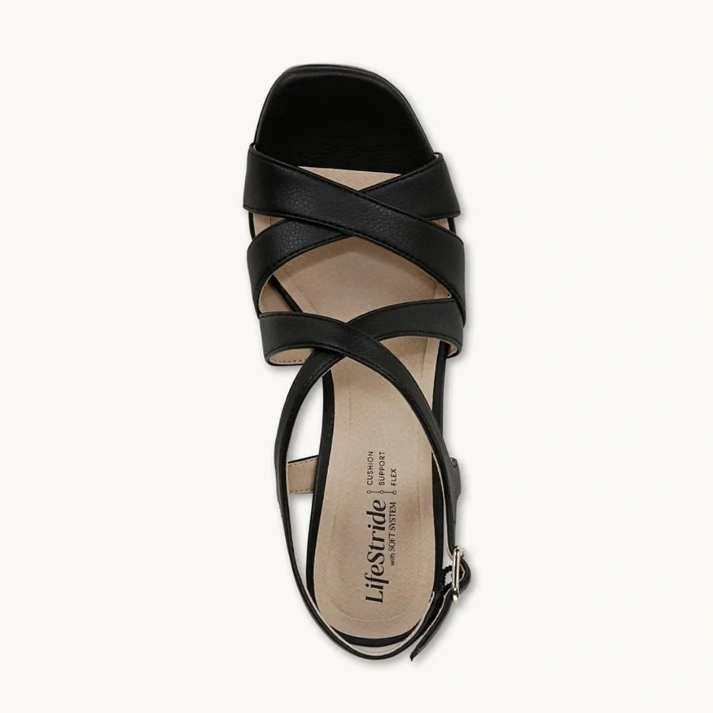 Life Stride Black Platform Shoes with Adjustable Strap